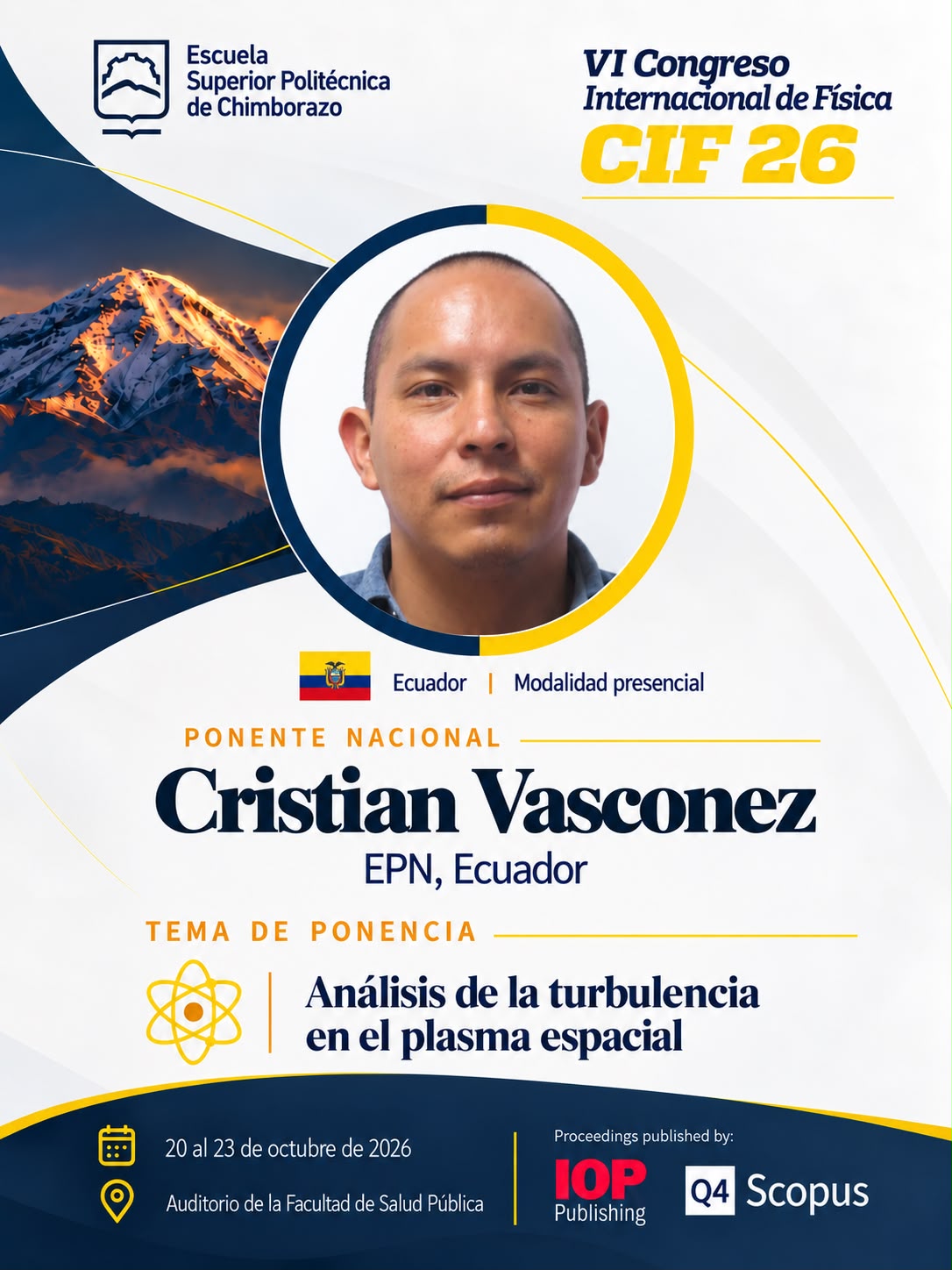 Afiche de Cristian Vasconez: ponente nacional, EPN, Ecuador