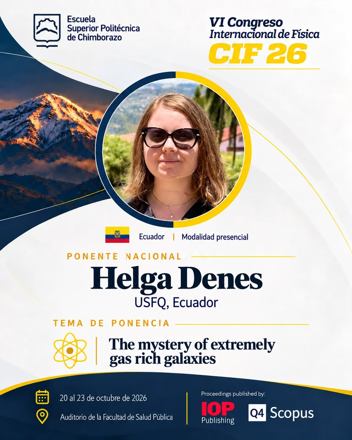 Afiche de Helga Dénes: ponente nacional, USFQ, Ecuador
