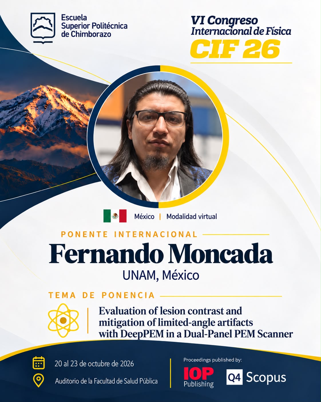 Afiche de Fernando Moncada: ponente internacional, UNAM, México