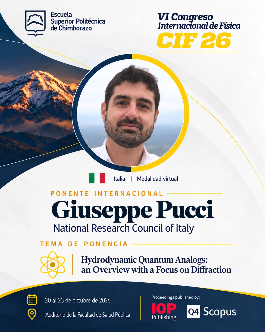 Afiche de Giuseppe Pucci: ponente internacional, National Research Council, Italia