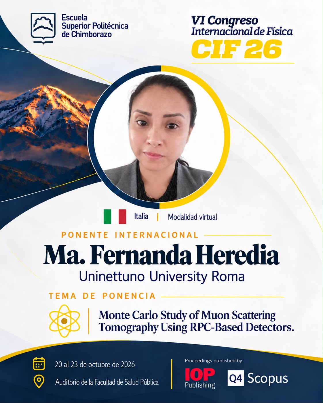 Afiche de María Fernanda Heredia: ponente internacional, Uninettuno University, Roma, Italia